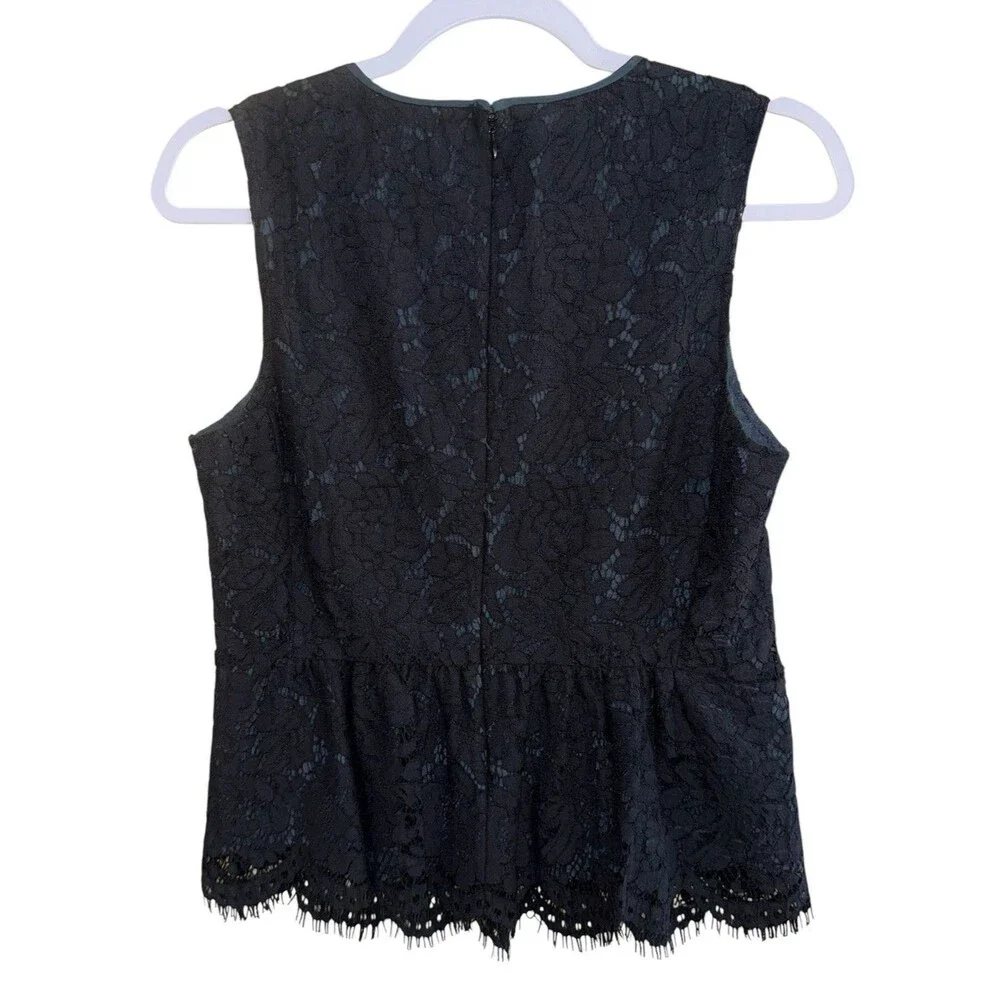 NWT J. Crew Black Lace Sleeveless Peplum Top Chic Blouse Women’s Size 8 NEW $88